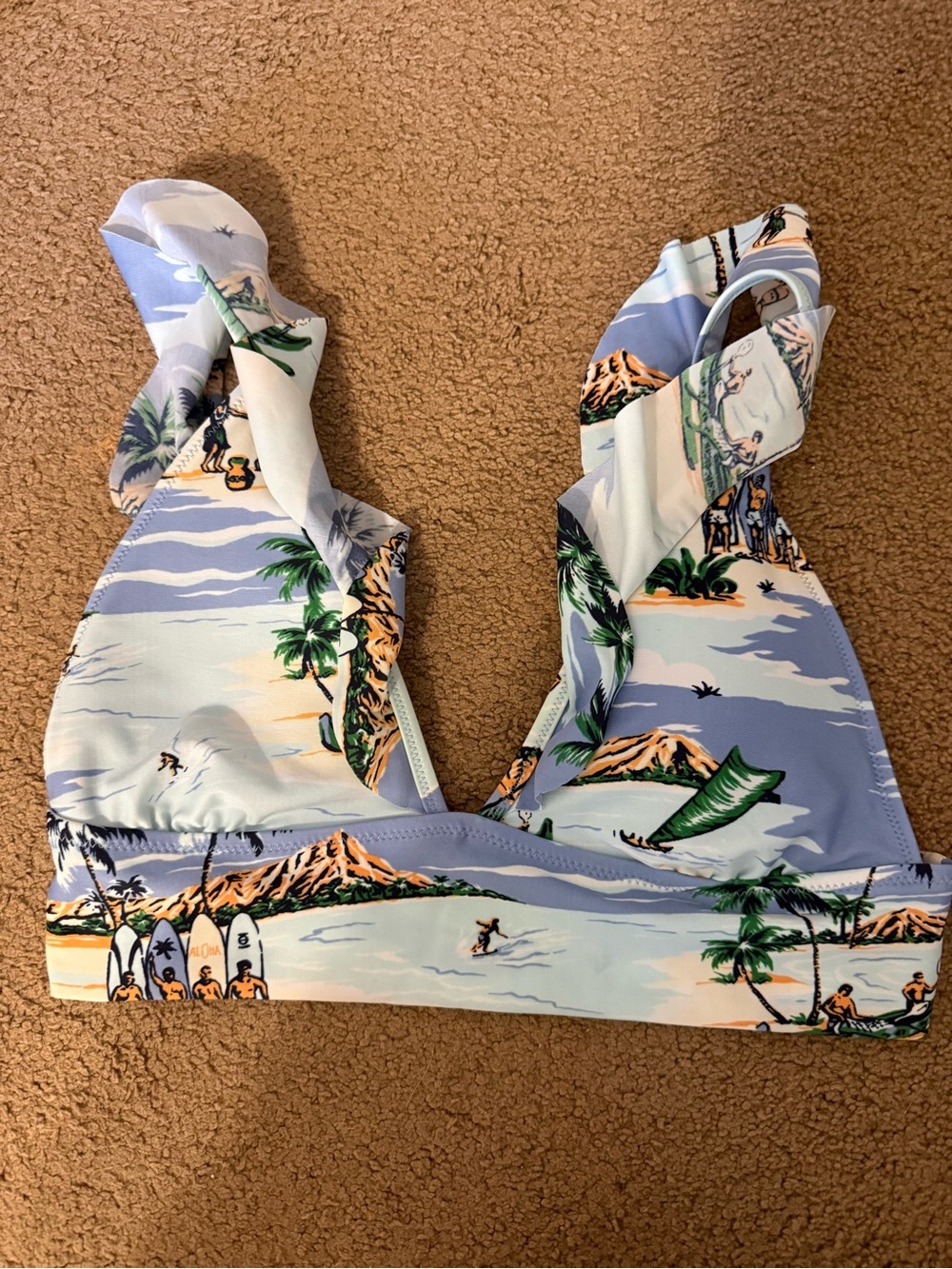Aerie Hawaiian Print Bikini Top in Light Blue